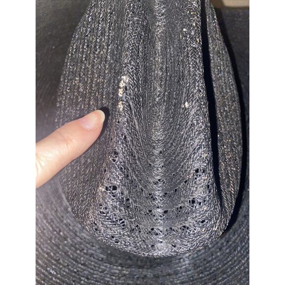 Black Round-Up Straw Hat - Size 7 - Western Cowboy Hat - Picture 7 of 9